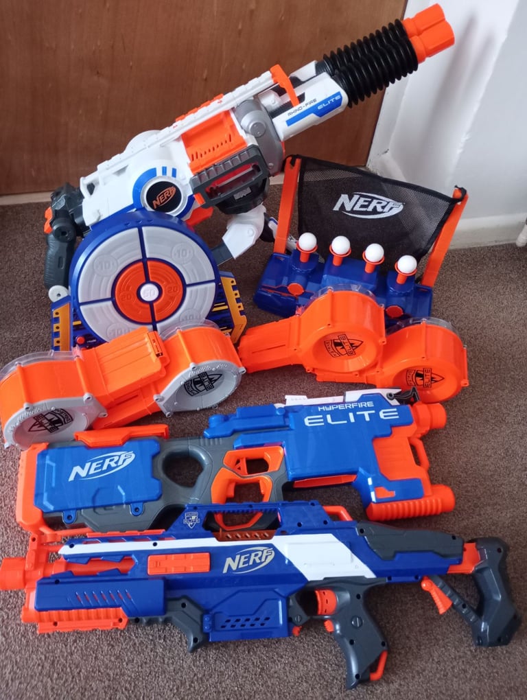NERF gun bundle. Rhinofire Rare* barely used all new batteries!