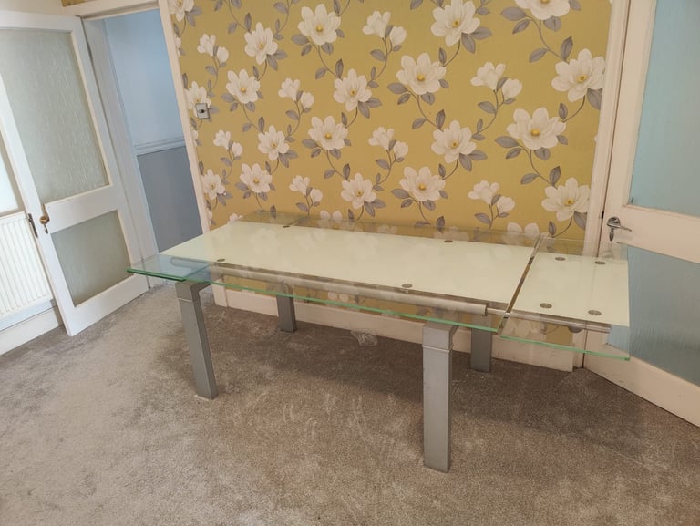 Glass and metal desk 