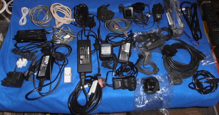 Laptop Chargers, (Older) Phone Chargers, Phone Cables, And More! (WILL SPLIT)