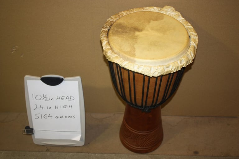 African Wooden Djembe Drum 10.1/2in Head x 24in High ~ Weight 5164 Grams ~ £75 ono