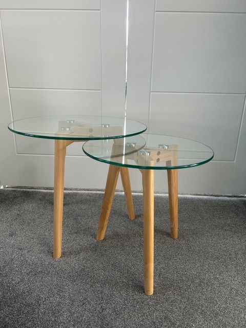 Nest of glass top tables