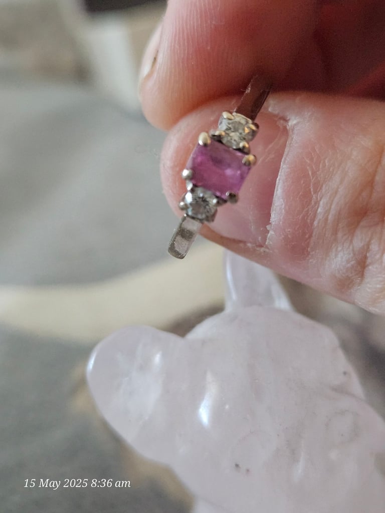 Beaverbrooks pink sapphire and diamond ring 