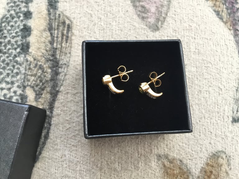 Gold plated over sterling silver, peridot and topaz earrings, NEW