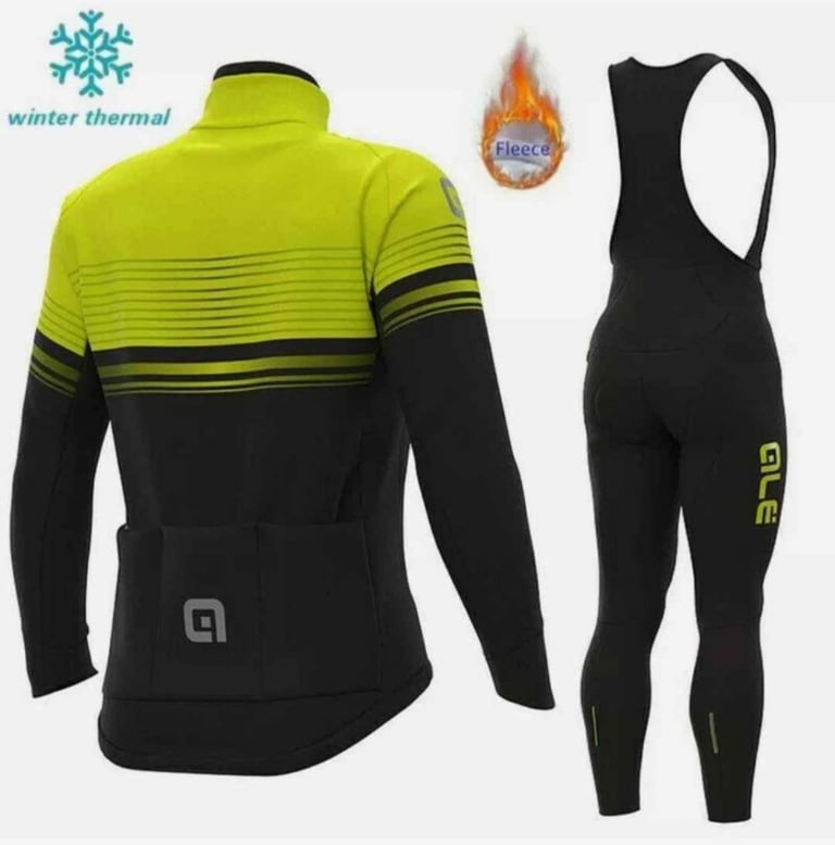 Long-sleeved Jersey & Bib Pants Kit Winter Cycling Jersey Set (LARGE)