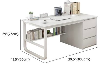 Modern Simple Style Rectangular Work Desk with Compartment Drawers