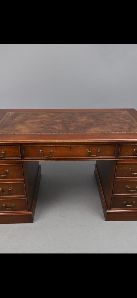 Mahogany, reproduction George 3rd style knee hole desk.