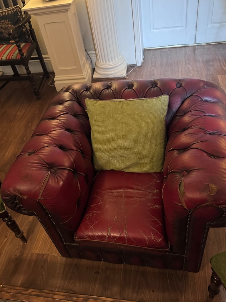 image for Chesterfield ox blood club chair