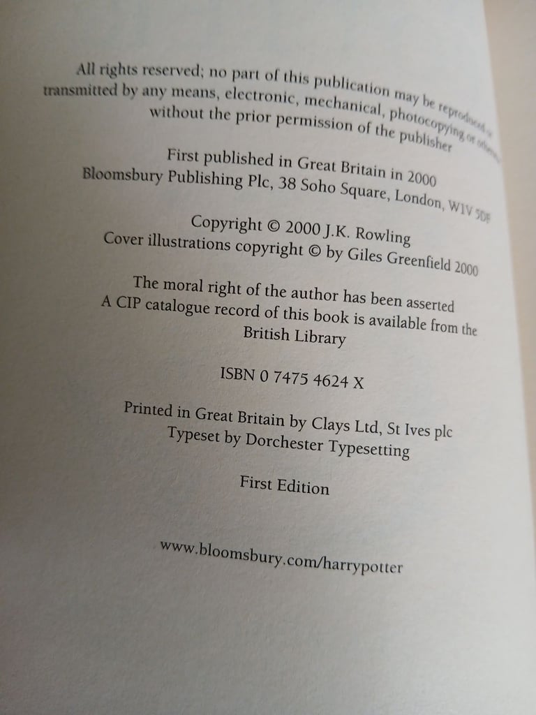 First Edition Harry Potter and the Goblet of Fire