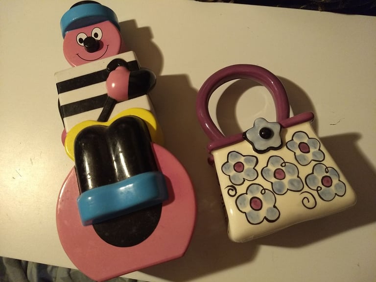 image for Pair of money boxes. Bassetts all sorts and ceramic handbag