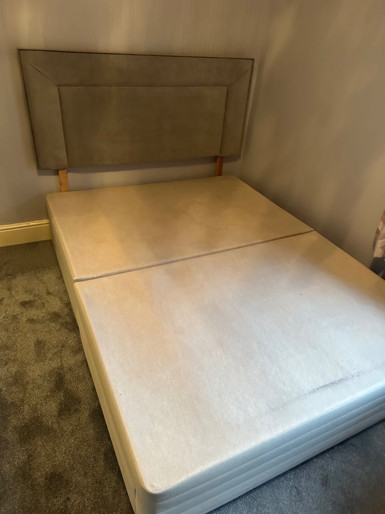 image for Double bed headboard and mattress 