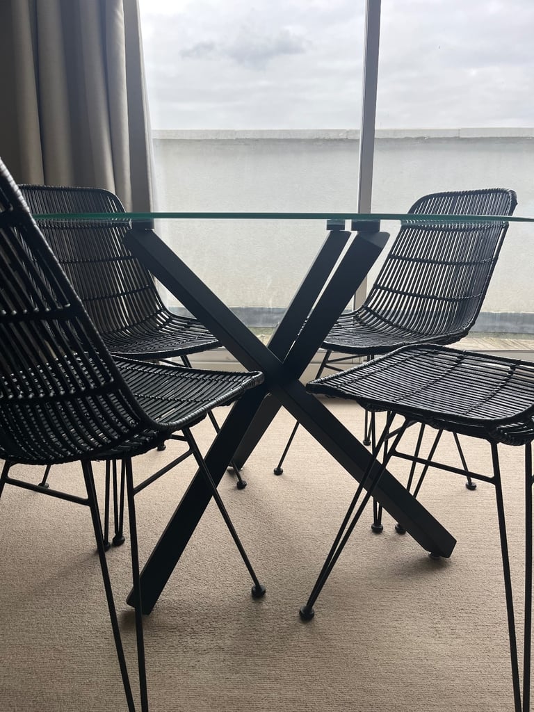 image for Black Rattan Chairs - Set of 4 - Cox & Cox
