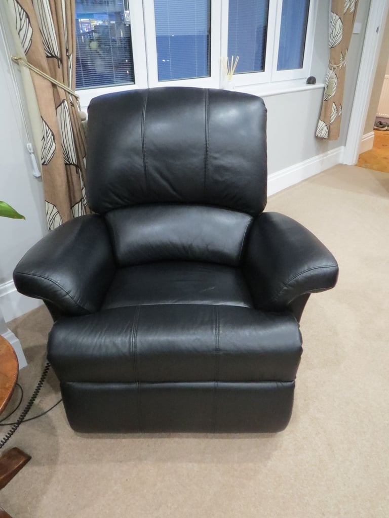 image for Sherbourne black leather electric rise and recline chair