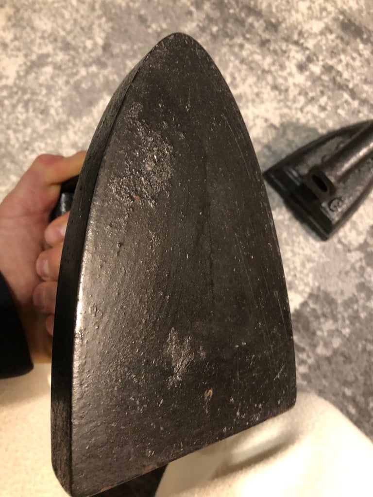 Pair of Vintage Antique Flat Irons Cast Iron Forged Irons