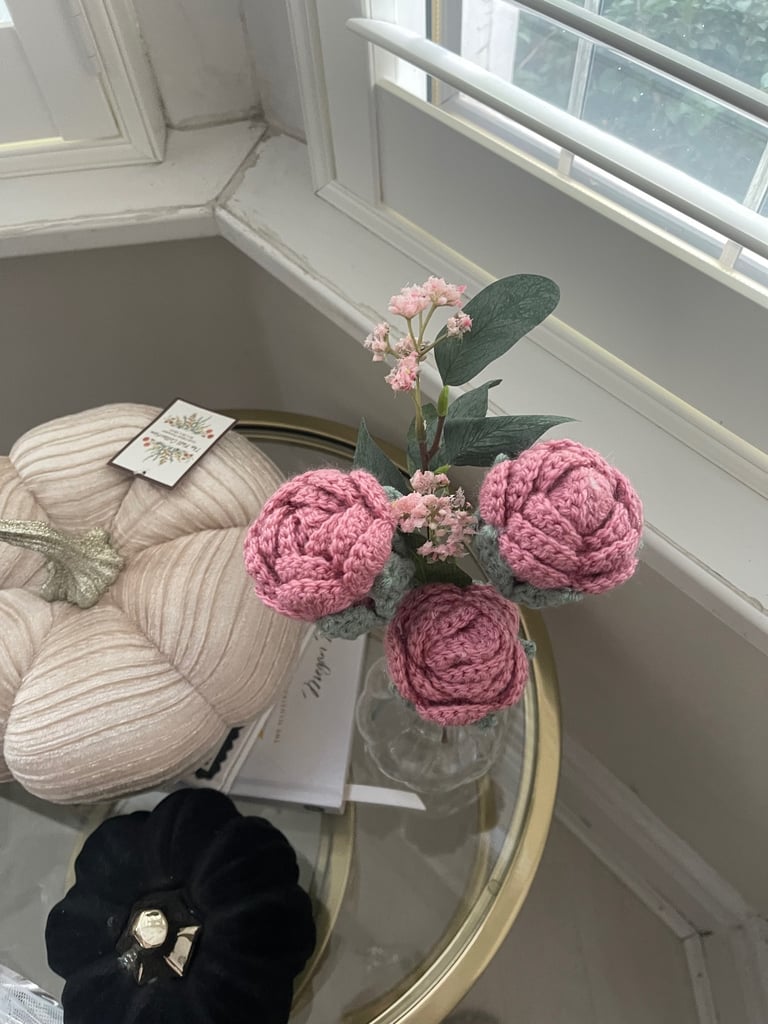 image for Crochet 3 Handmade Flowers – Perfect Gift or Décor