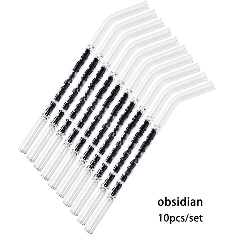 Glass Straws Natural Crystal Stones Luxury 10 Pieces Set