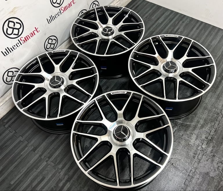 NEW MERCEDES 19" E63AMG STYLE ALLOY WHEELS - 5 X 112 - GLOSS BLACK DIAMOND CUT