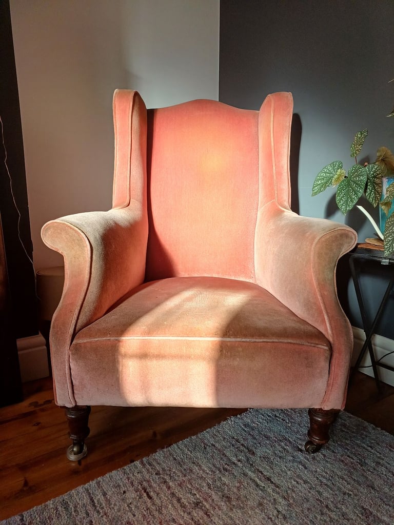 2 x Antique Wingback Armchairs