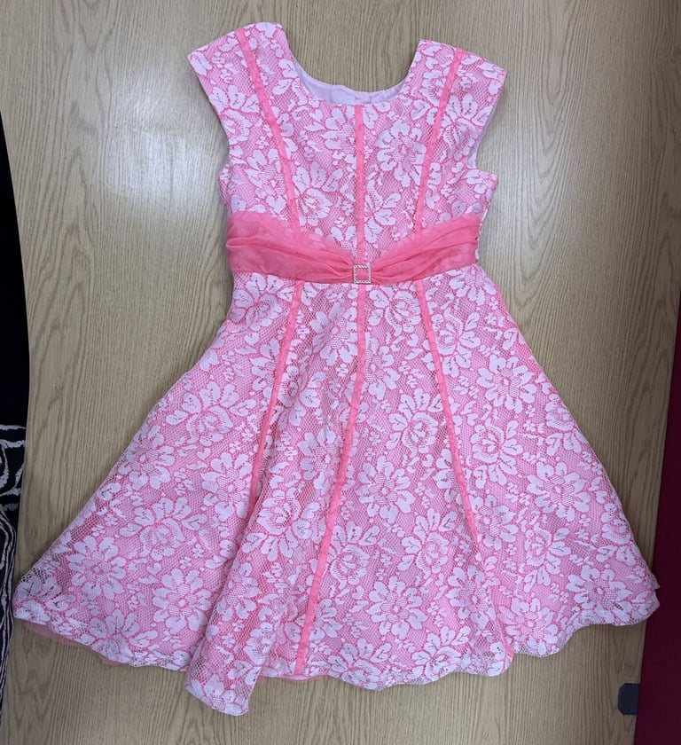 Jona Michelle Girls Pink Lace Dress Size 8