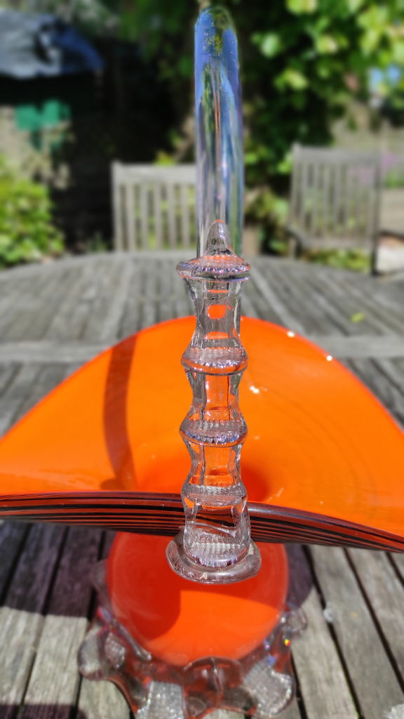 Orange Tango Glass Basket in the manner of Michael Powolny for Loetz
