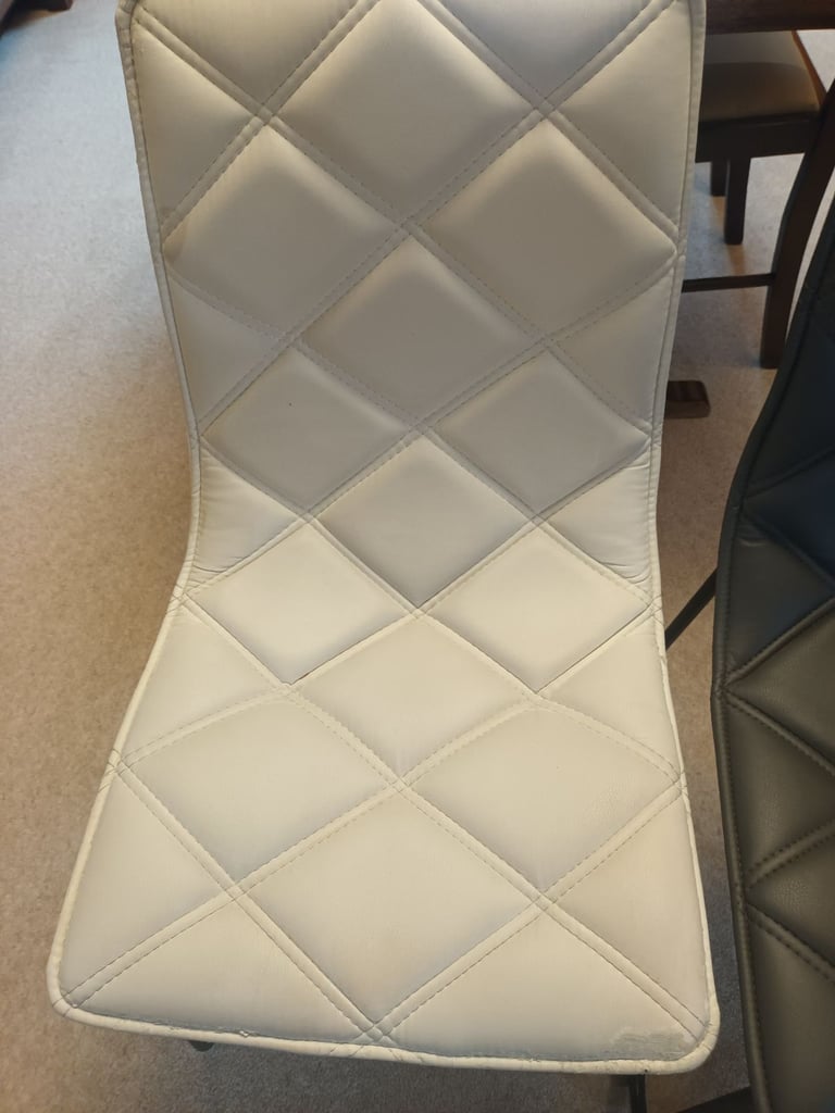 6 MODERN DINING CHAIRS - 3 WHITE,  3 DARK GREY