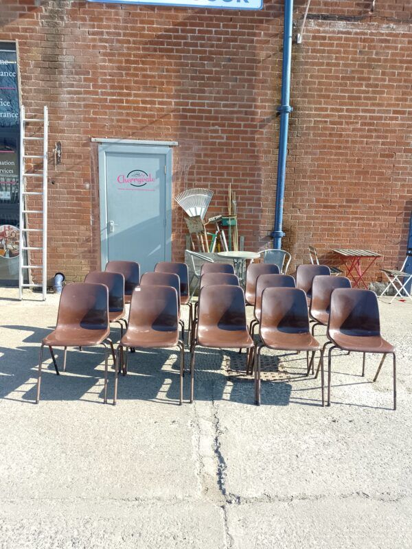 Brown stacking chairs, Ref:18321 15 available @ £10 each £10.00