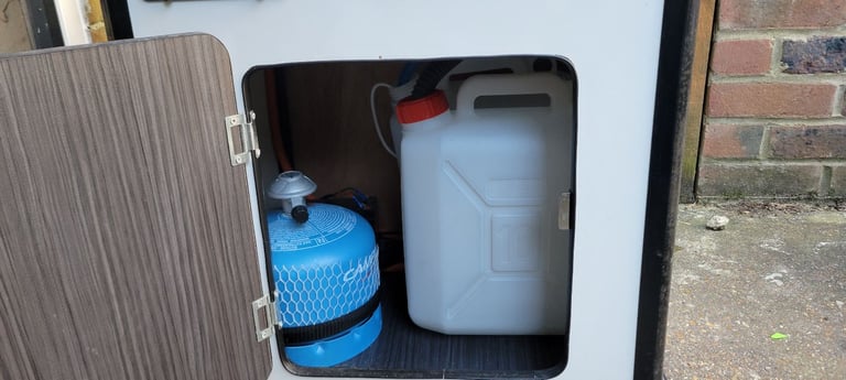 Camper van sink and gas burner hob with 2x USB and cigarette lighter style charging ports