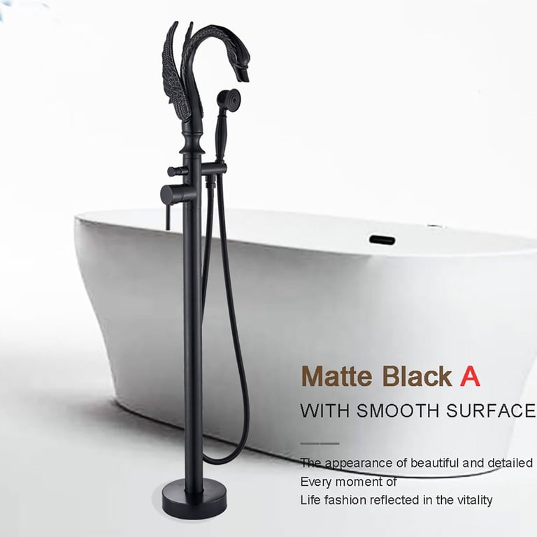 New Black Floor Mounted Free Standing Bath Filler with Hand Shower RRP £250 Our Price £165