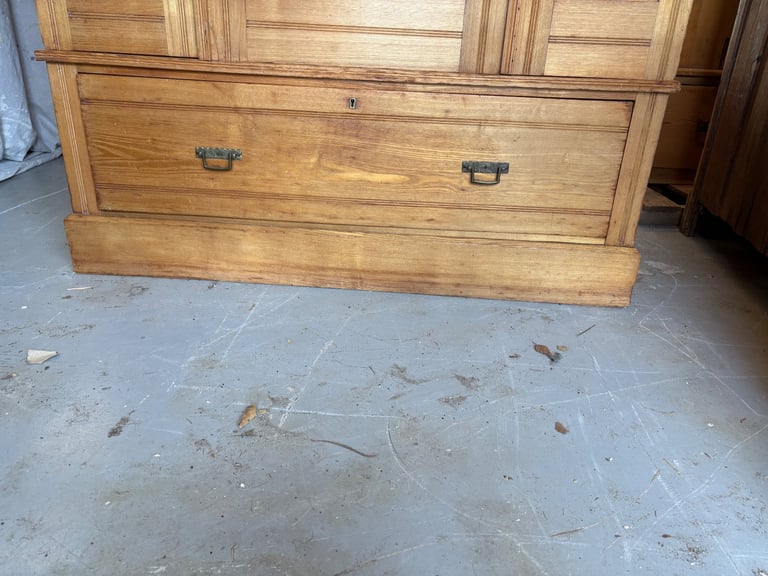 Antique Pine Double Wardrobe with mirror
