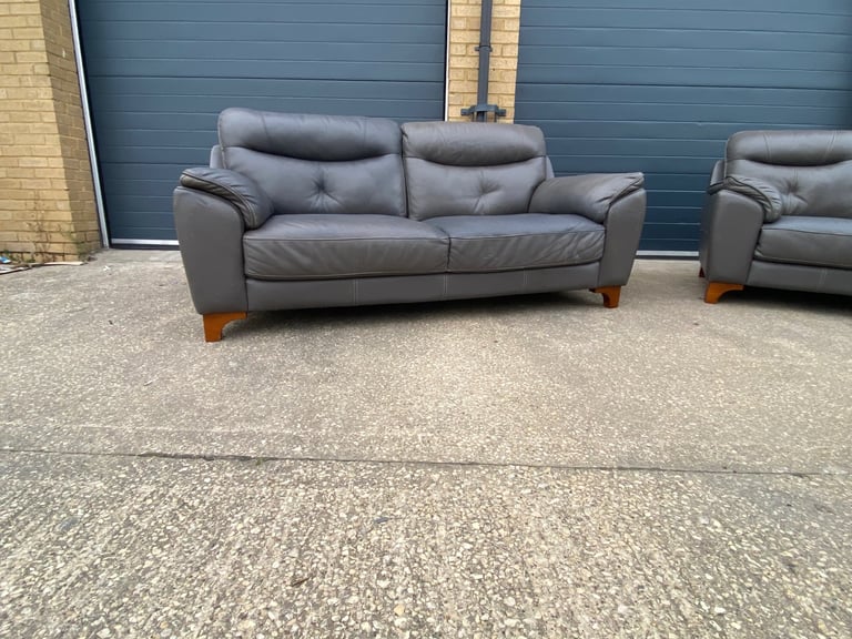 Grey leather sofas DELIVERY AVAILABLE 