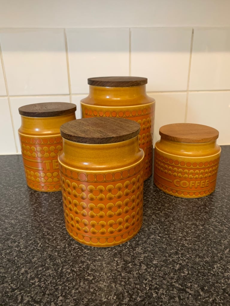 image for Vintage Hornsey Saffron tea coffee biscuits storage jars