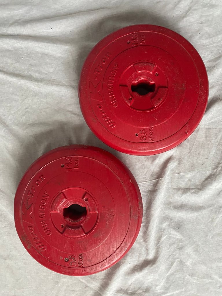 image for 2 x 6.5KG/14.3LBS Plastic Vinyl Weight Plates - Ultra K-Tron Orbatron