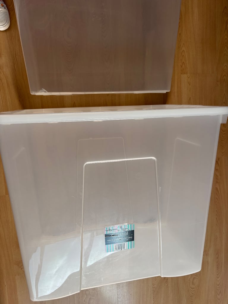 3 Tubs with Lids 70 x 61 x 47cm 160L, 59x46x39cm & 59x18x39cm box’s with Lids