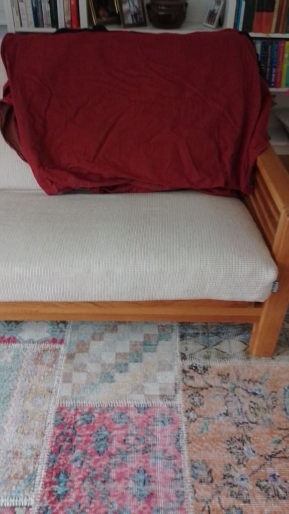 Futon Horizon three-seater solid oak bed settee