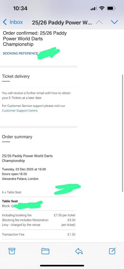 6 Table Seats PDC World Darts Championship tickets - Tuesday 23rd December 2025