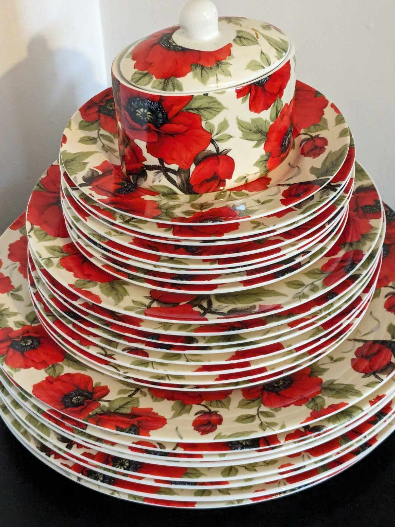 image for Poppy Dinnerware - Heritage Bone China Set & A Gio Style Melamine Set