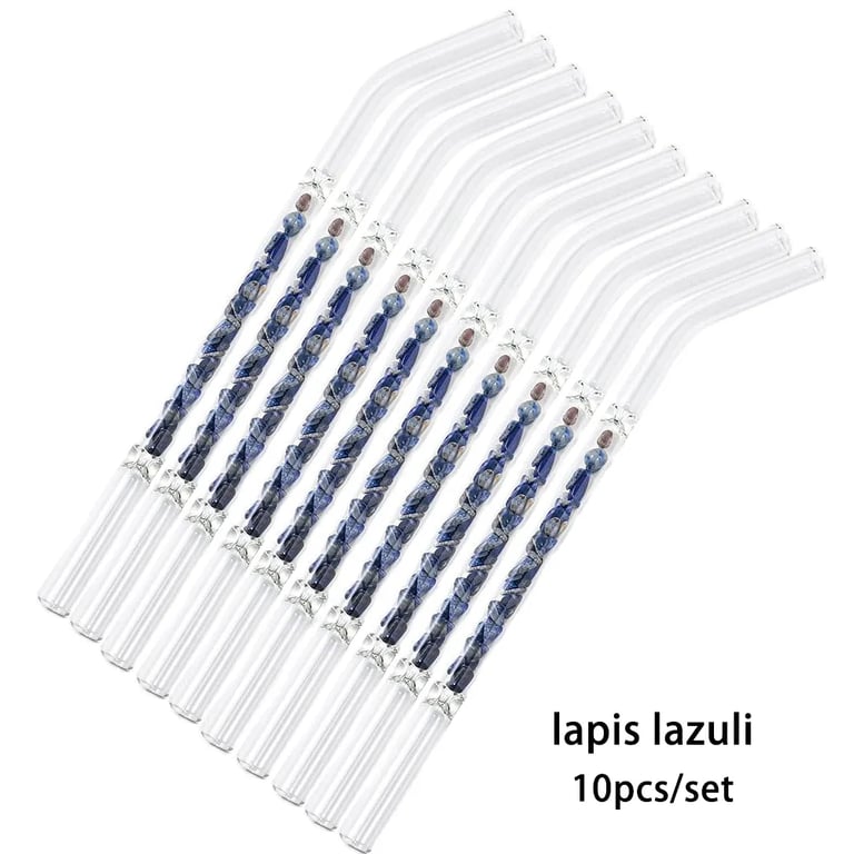 Glass Straws Natural Crystal Stones Luxury 10 Pieces Set