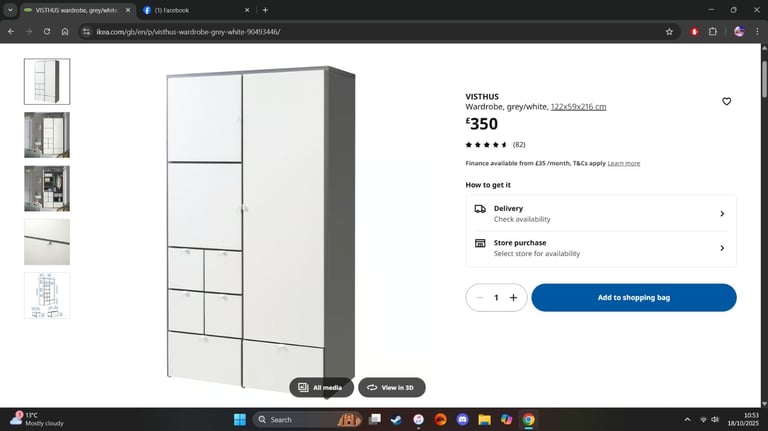 White/Grey VISTHUS IKEA Wardrobe