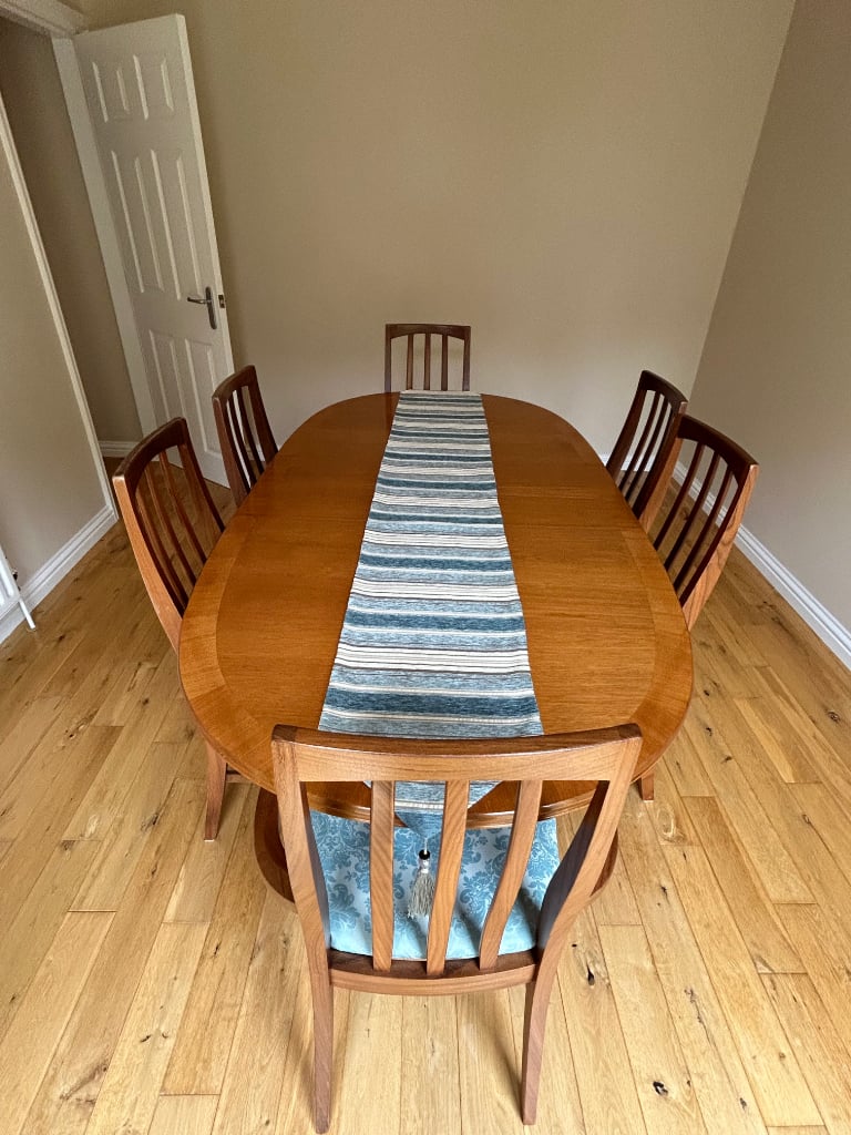 Dining Table with Six Chairs (Coordinating Curtains and Light Fitting also available)