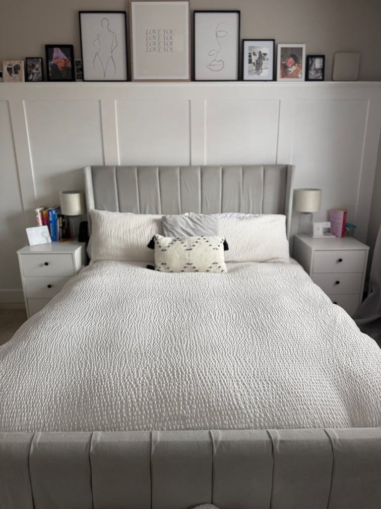 image for Light Grey Double Bed Frame **Available After Friday 31st October**