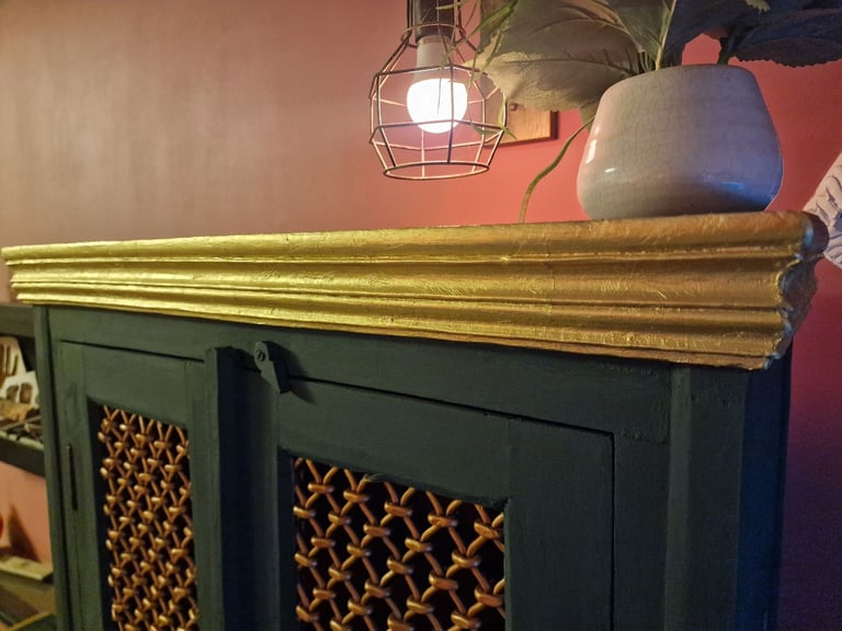 Hand painted solid wood furniture Unique artisan craft  Table Shelf Cubbord 