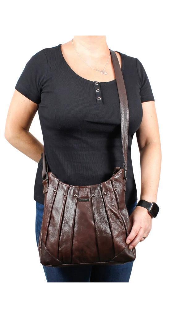 image for Ladies real leather handbag Bk or Brown 