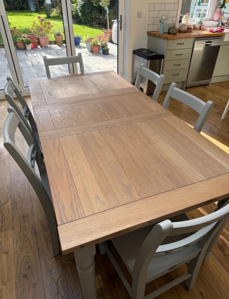 NEPTUNE 'Suffolk' Extendable Solid Oak Dining Table & 6 Dining Chairs (150cm-230cm Length) 