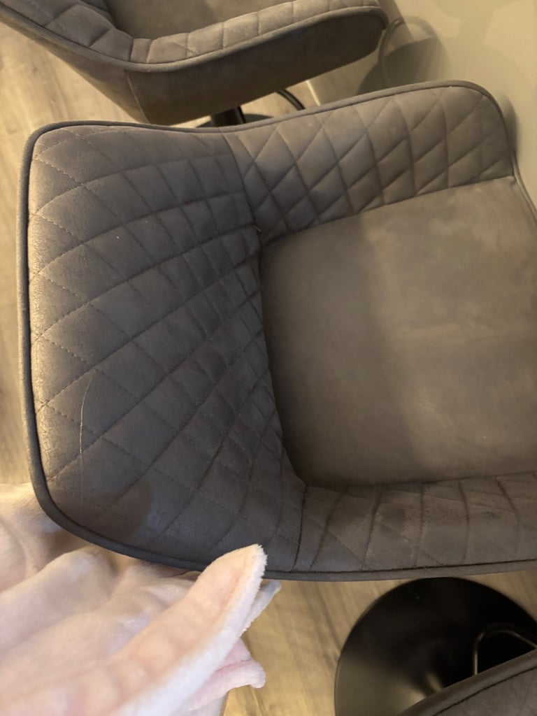 4 Grey faux suede bar stools