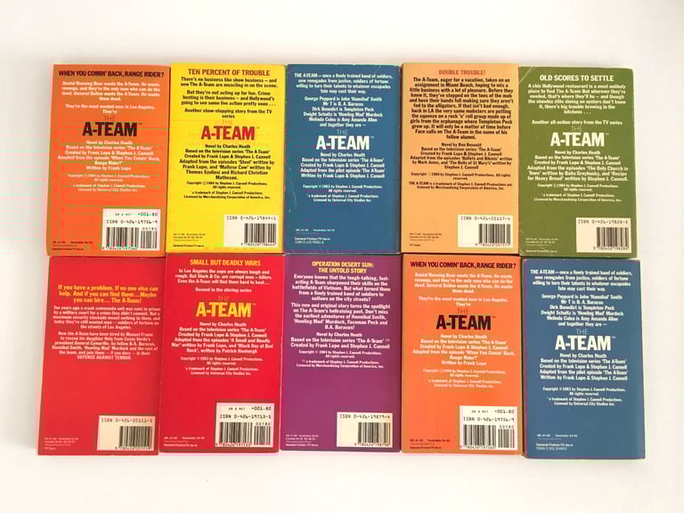 10 x VINTAGE 1984 A-TEAM PAPERBACK BOOK BUNDLE NOVELS 1980s 