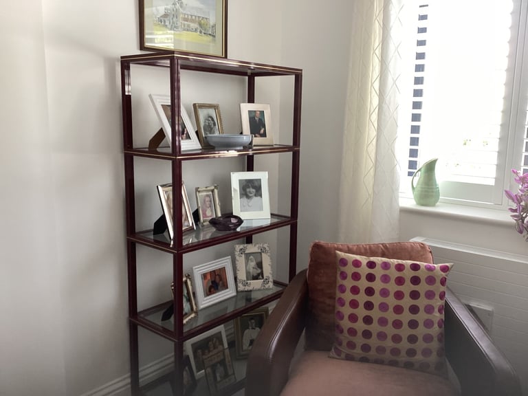 Pierre Vandel Paris….Glass Shelf Unite..Gold inlay..