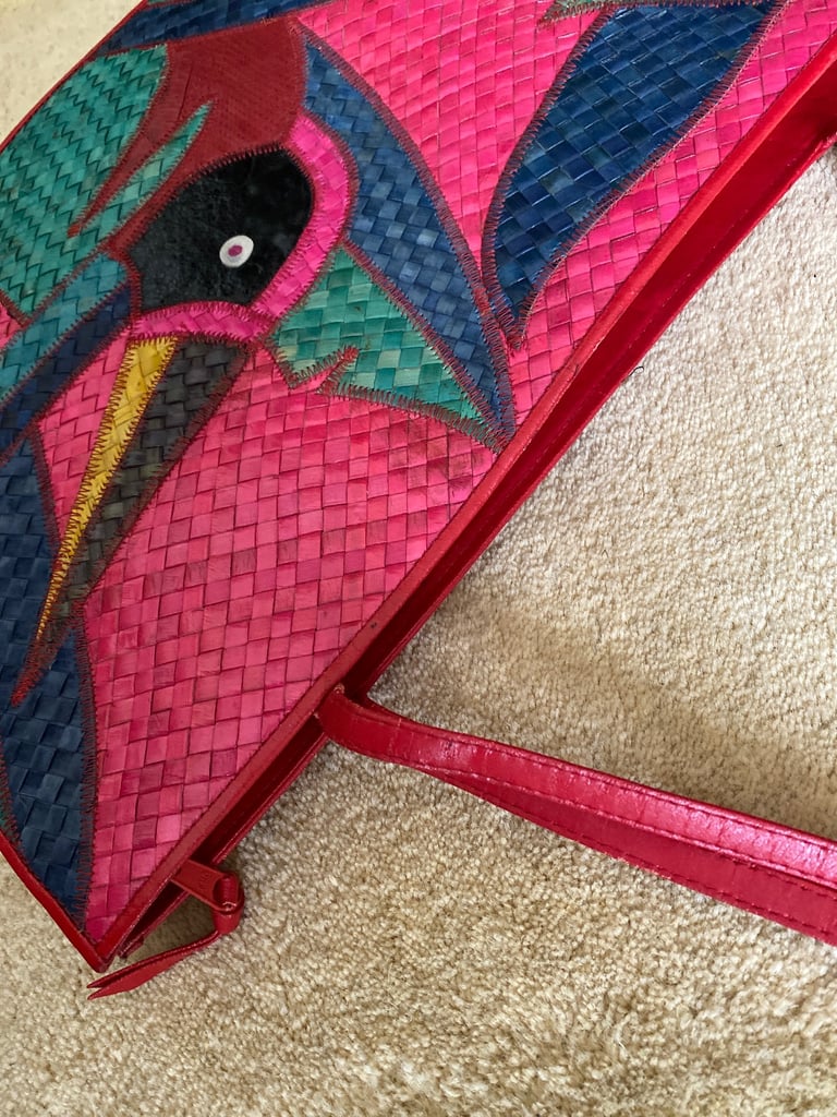 Statement Colourful Raffia Tote Bag.