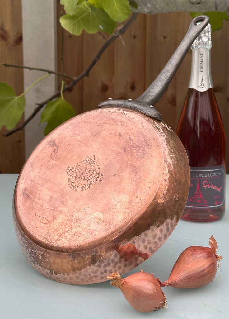 VINTAGE FRENCH COPPER FRYING PAN, 24cm, SBS GRANDE CUISINE FABRICATION FRANCAIS - WILL POST!