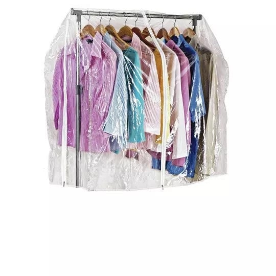 Barbie pink and chrome 167cm High clothes rail with clear cover