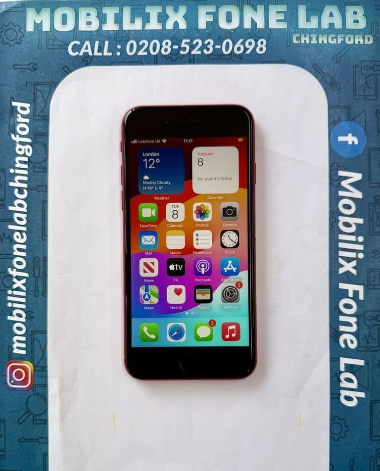 iPhone SE 2020 64GB Red Unlocked Battery Health 100% Latest iOS 26 Good Used Working Condition