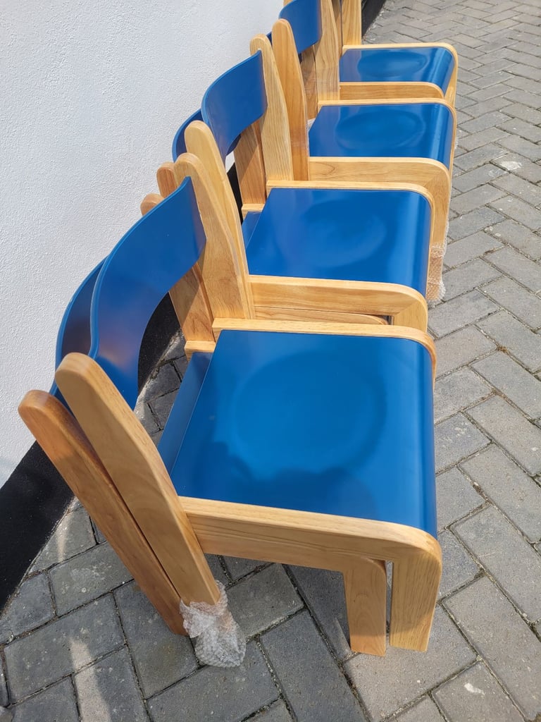 New - Tuf Class™ Wooden Chair Blue seat/wood frame For Schools